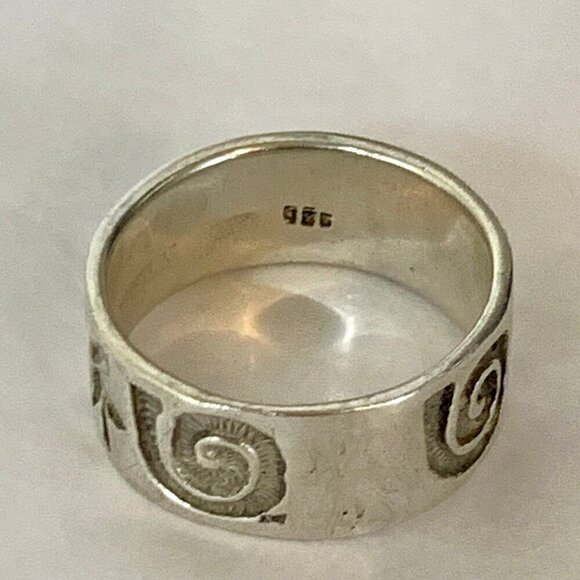 Vintage Sterling Silver Spiral Sun & Flowers Ring 6.5 - Picture 6 of 8